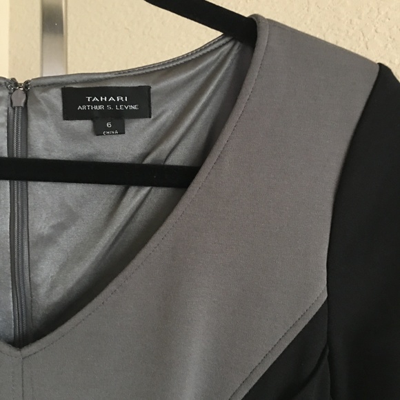 Tahari Arthur S Levine Black/Grey Colorblock dress - Picture 4 of 6